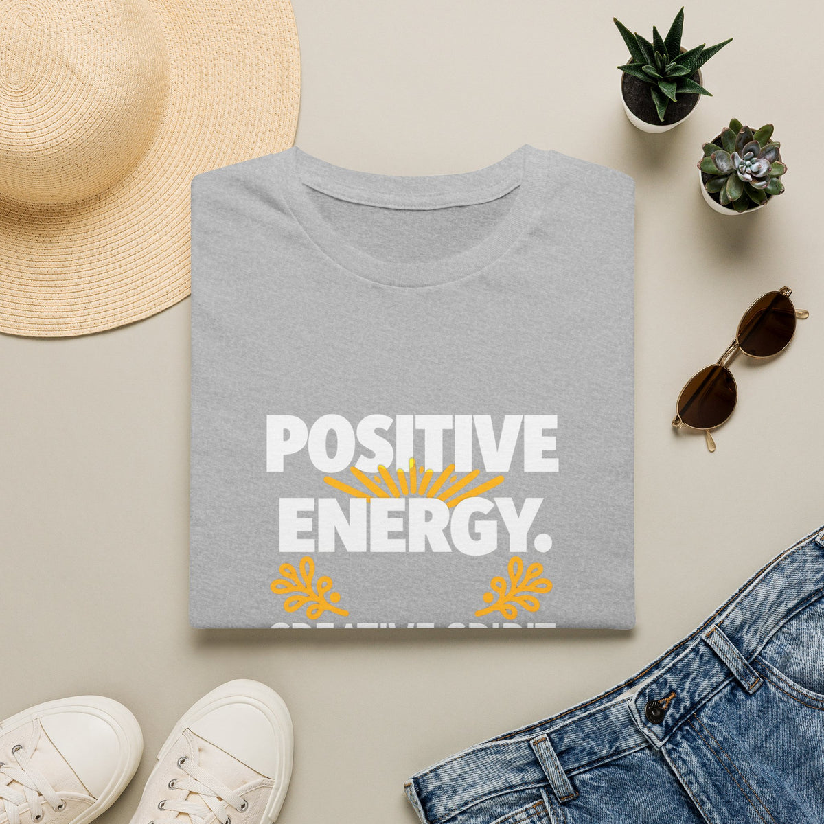 Boddiny Positive Energy T-Shirt – White & Sport Grey