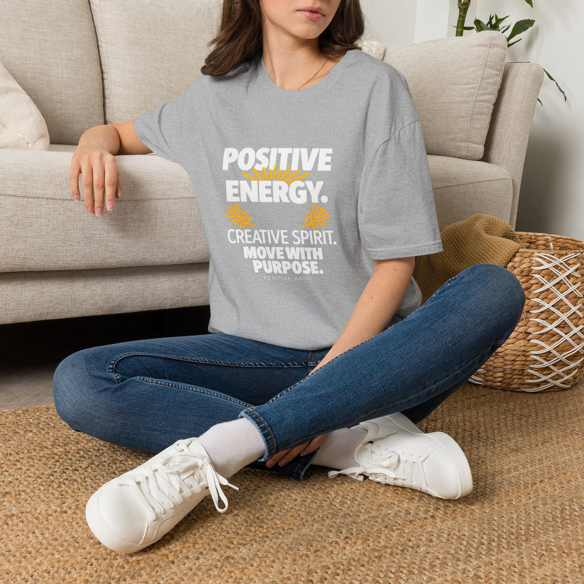 Boddiny Positive Energy T-Shirt – White & Sport Grey