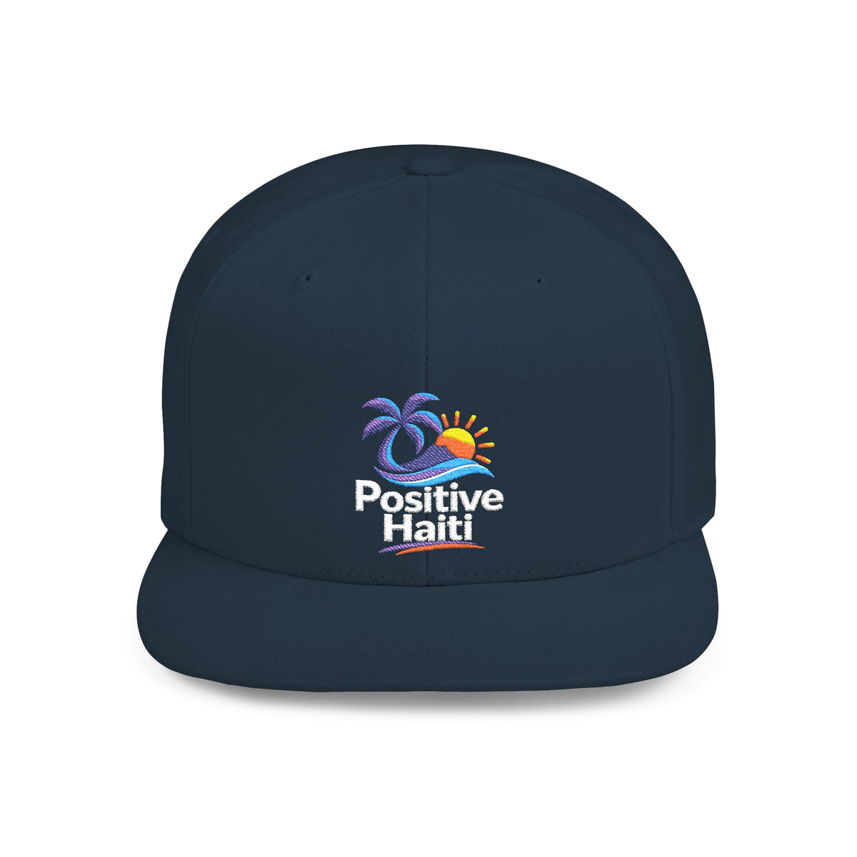 Snapback Hat — "Positive Haiti" Palm Tree & Sun Embroidered Cap