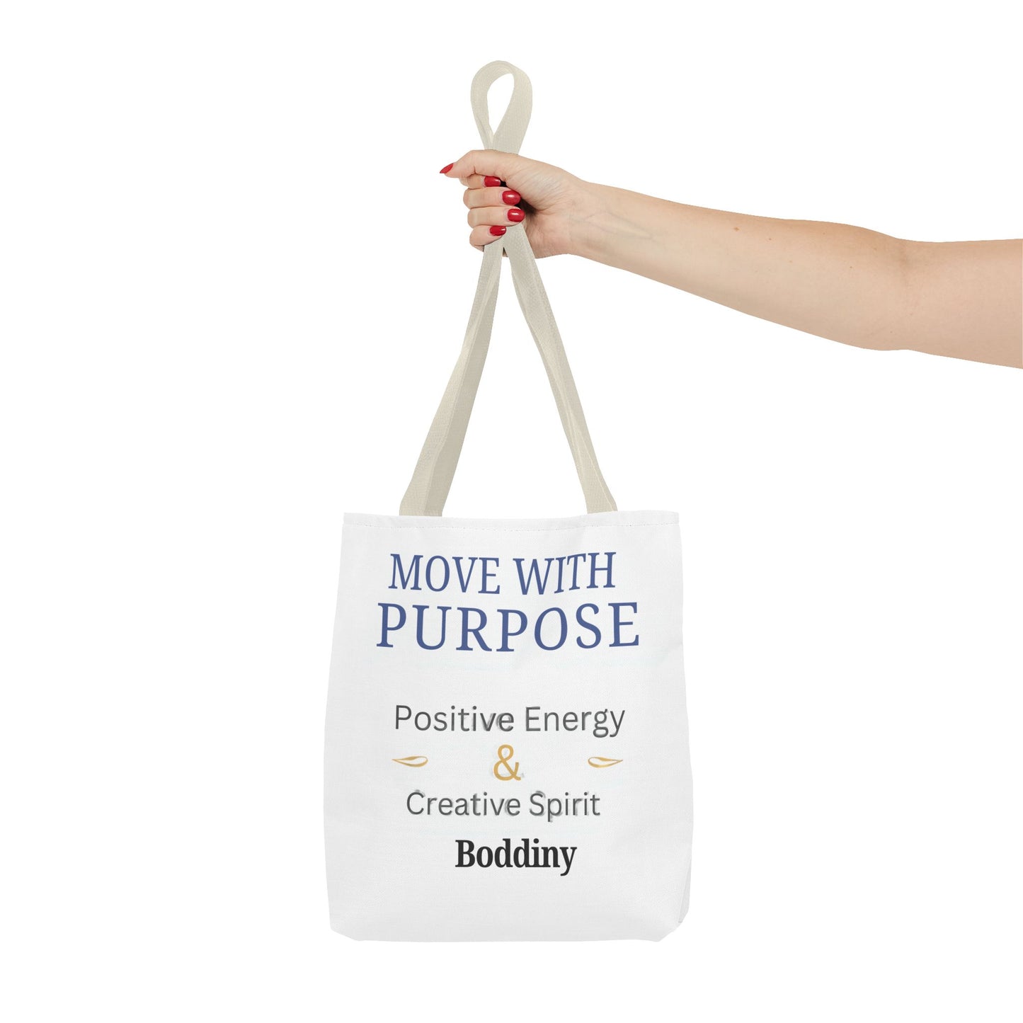 Move With Purpose Tote Bag — Positive Energy & Creative Spirit Inspirational Tote