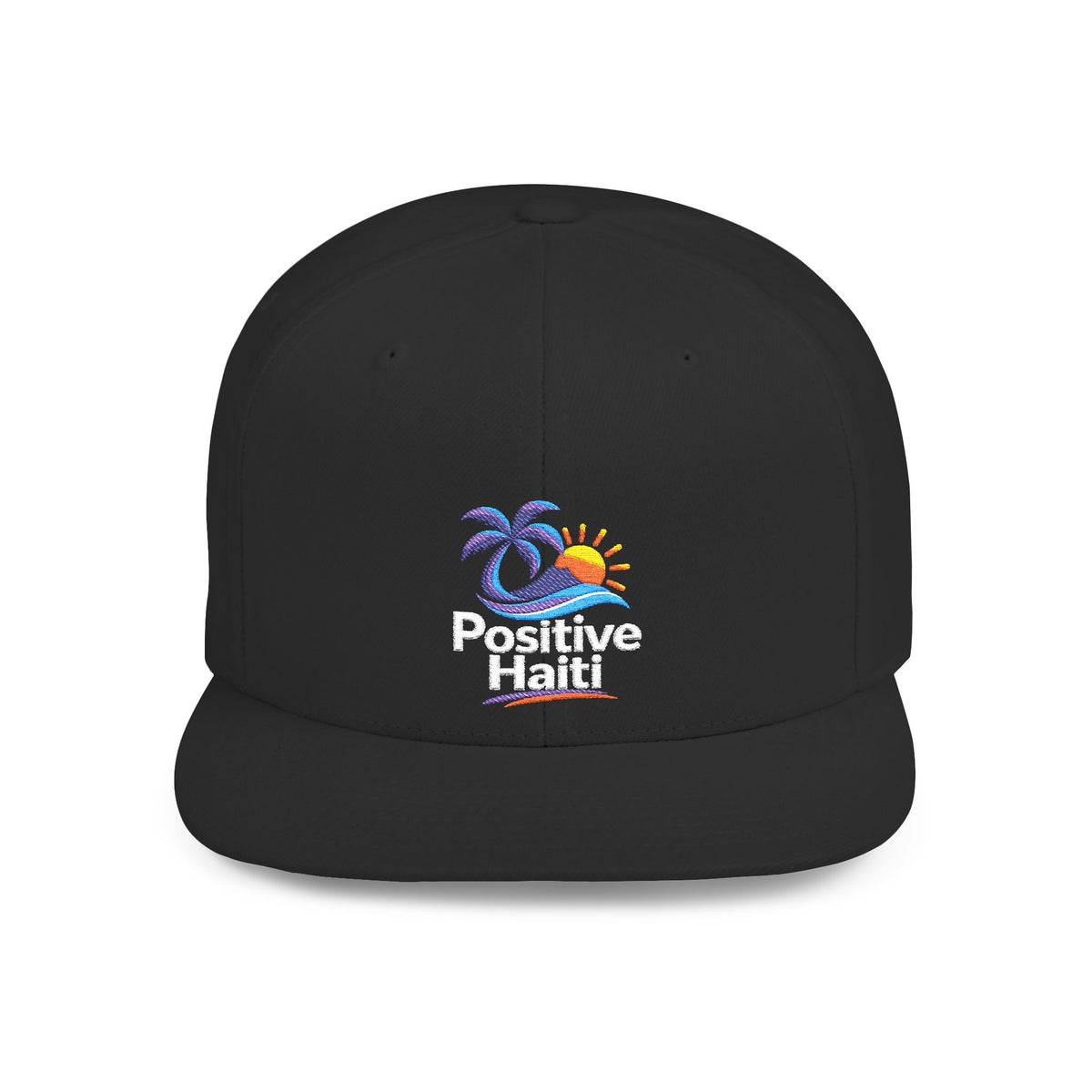 Snapback Hat — "Positive Haiti" Palm Tree & Sun Embroidered Cap